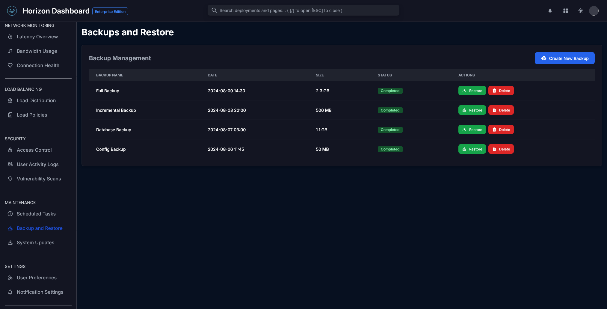 Backup and restore management